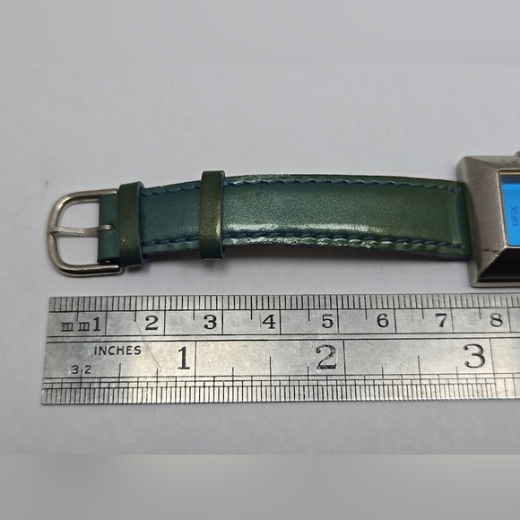 OPEX Kabotine Square Quartz Watch New Battery Green Leather Band Vintage - Picture 8 of 13